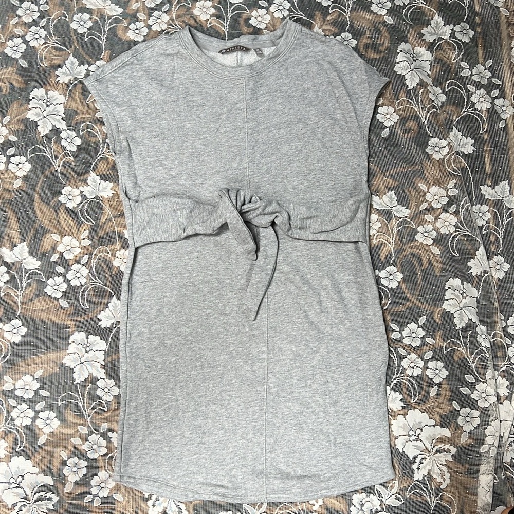 ATHLETA Gray Embrace Tie Waist Sweatshirt Dress